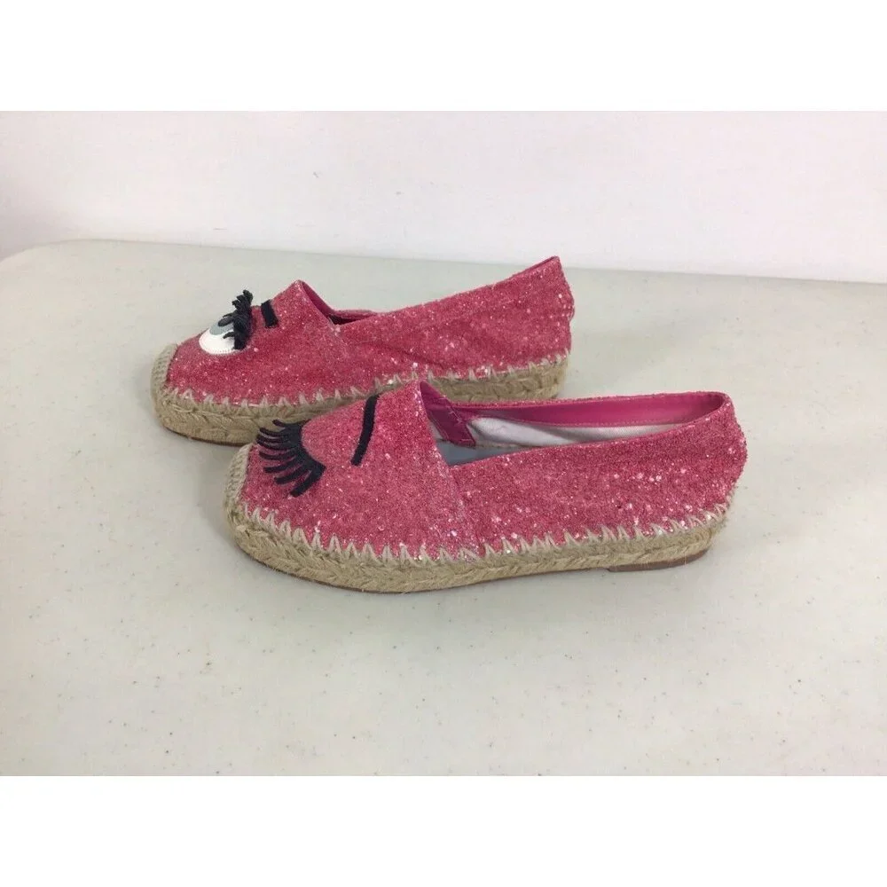 CHIARA FERRAGNI Pink Canvas Sneaker Shoes Womens 36